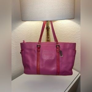 Pink coach tote bag purse
